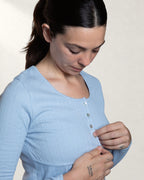 Pointelle Cotton Top - Cashmere Blue