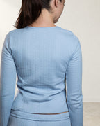 Pointelle Cotton Top - Cashmere Blue