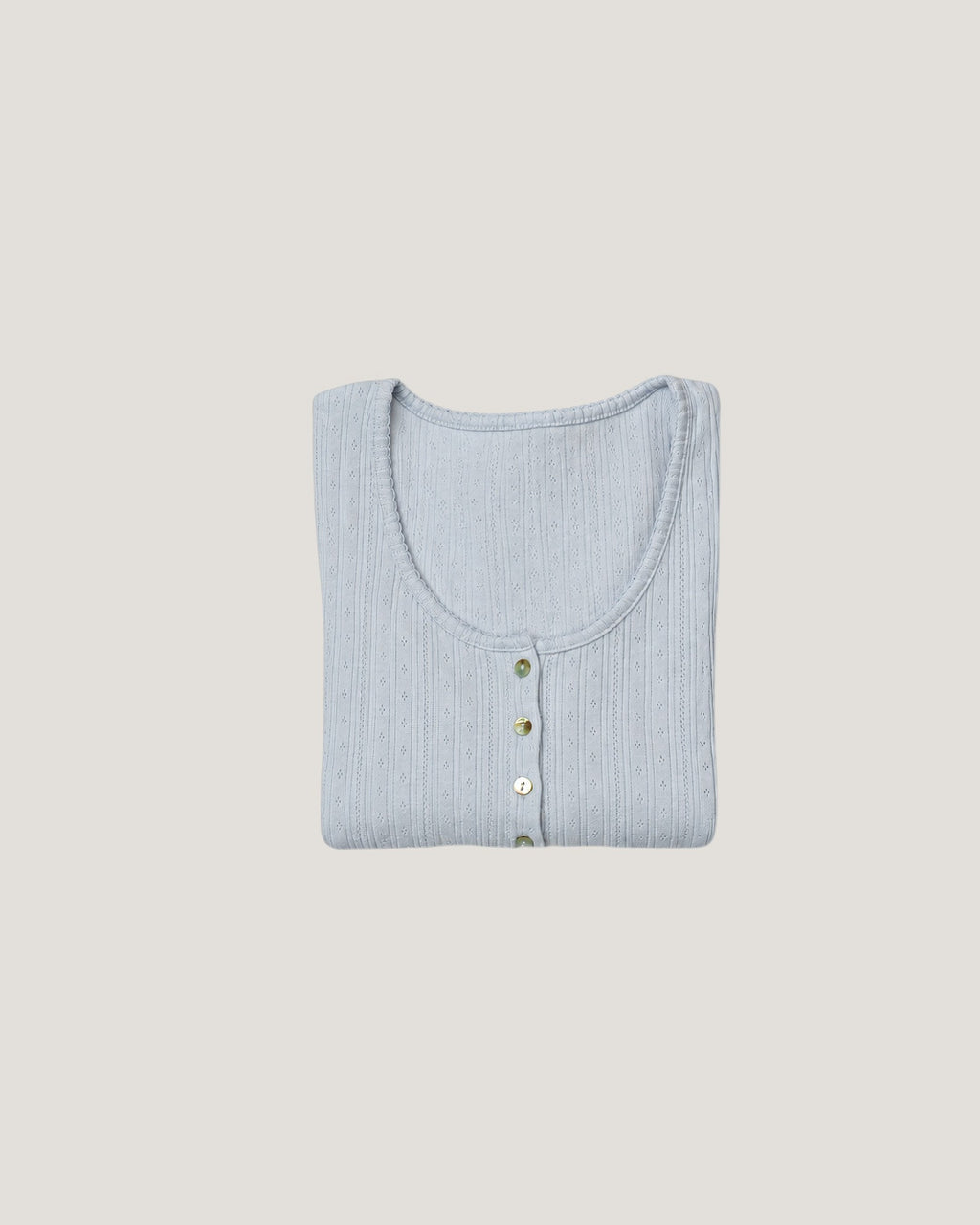Pointelle Cotton Top - Cashmere Blue
