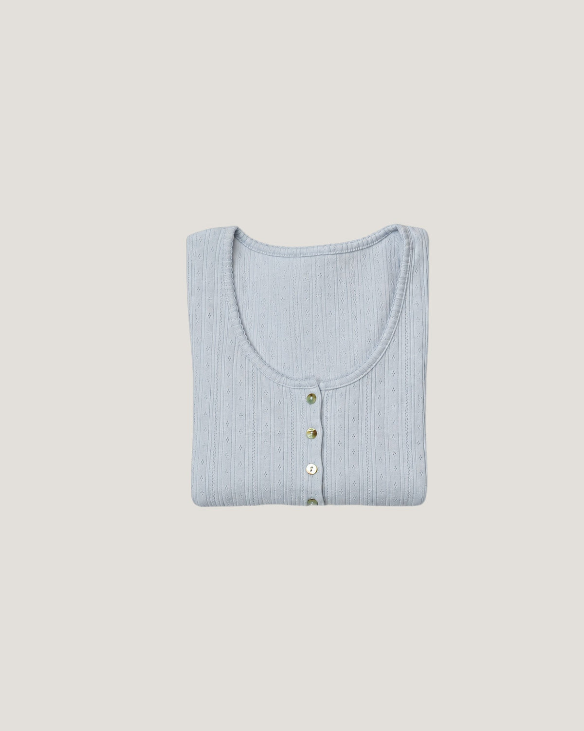 Pointelle Cotton Top - Cashmere Blue