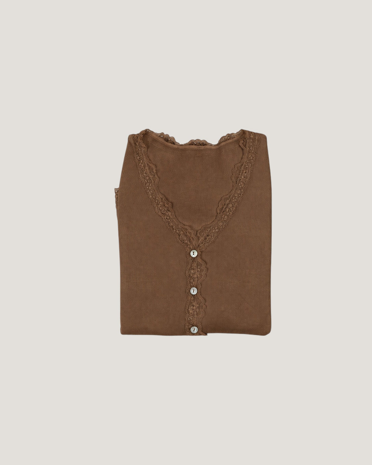 Lace Ribbed Top - Tiger's Eye