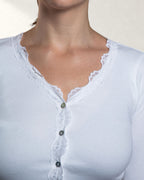Lace Ribbed Top - White
