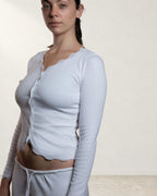 Lace Ribbed Top - White