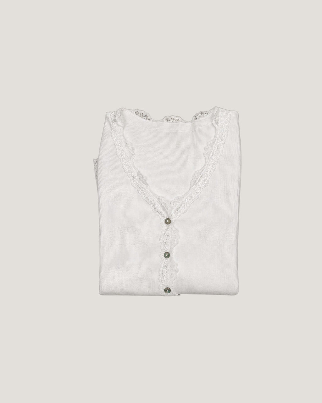 Lace Ribbed Top - White