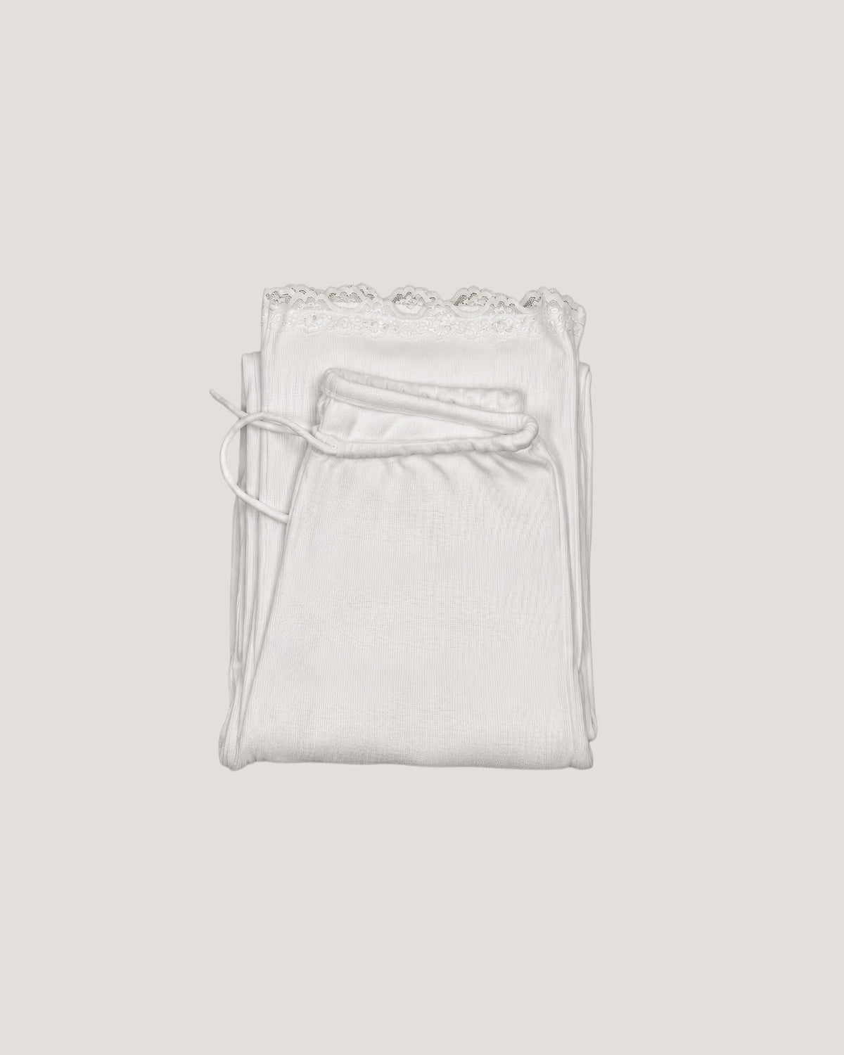 Lace Ribbed Bottom - White